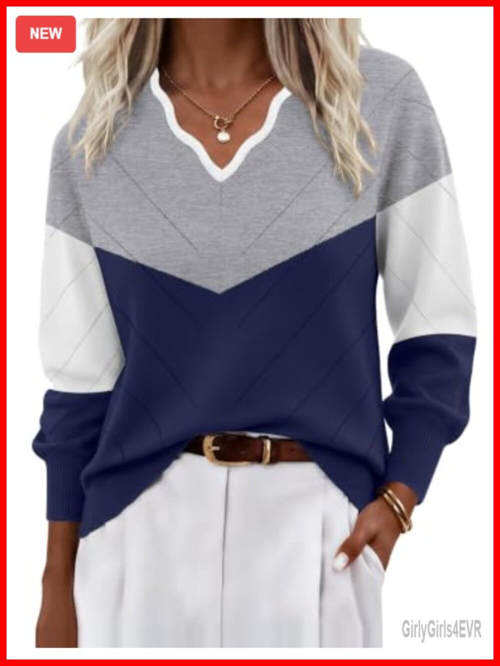 Women's Lightweight V-Neck Knit Sweater Long Sleeve Pullover